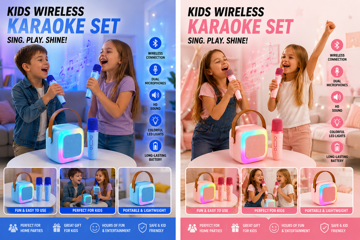 Wireless Bluetooth Karaoke Speaker with Dual Microphones