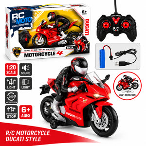 R/C Ducati-Style Motorcycle with Rider – Lights, Sound & 360° Stunt Action